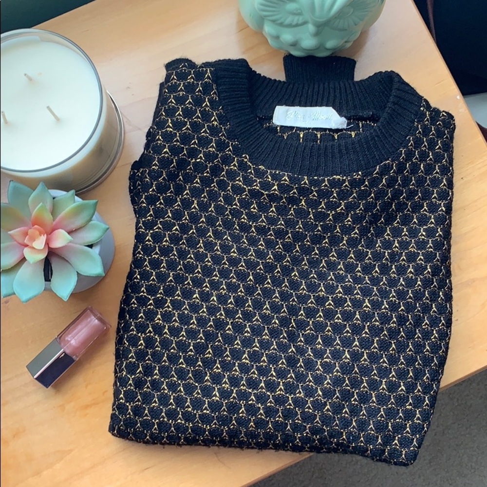 Black and gold metallic sweater